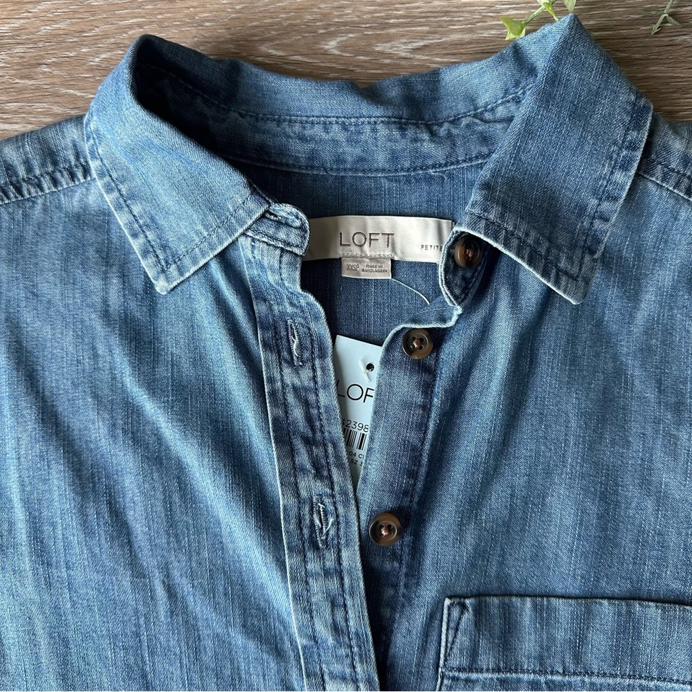 Loft Chambray Pocket Shirt - Picture 2 of 5